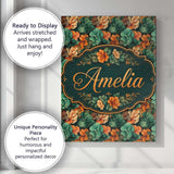 Personalised Name Autumn Leaves and Orange Custom  Unique Gift Idea Elegant Feature Canvas Wall Art Print Decor Picture Ready to Hang