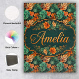 Personalised Name Autumn Leaves and Orange Custom  Unique Gift Idea Elegant Feature Canvas Wall Art Print Decor Picture Ready to Hang