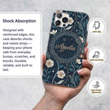 Floral Moon Stars Night Sky Botanical Garden Custom Name Protective Phone Case Mobile Cover Durable Everyday Smartphone Shock Resistant