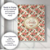 Personalised Name Potted Pink Flowers Custom Modern Room Accent Creative Decorator Style Canvas Wall Art Print Decor Picture Ready to Hang