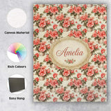 Personalised Name Potted Pink Flowers Custom Modern Room Accent Creative Decorator Style Canvas Wall Art Print Decor Picture Ready to Hang