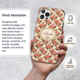 Potted Pink Flowers Vintage Arrangement Seamless Custom Name Protective Phone Case Mobile Cover Durable Everyday Smartphone Shock Resistant