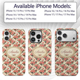 Potted Pink Flowers Vintage Arrangement Seamless Custom Name Protective Phone Case Mobile Cover Durable Everyday Smartphone Shock Resistant