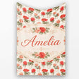 Small Potted Coral Flowers Repeating Pattern Minimal Botanical Name  Personalised Custom Name Super Soft Fleece Blanket Bed Sofa Throw