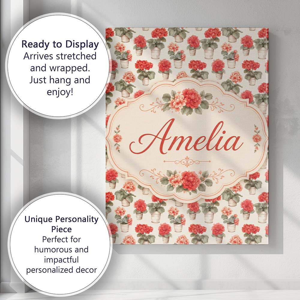 Personalised Name Small Potted Coral Custom Premium Decorative Design Modern Room Accent Canvas Wall Art Print Decor Picture Ready to Hang