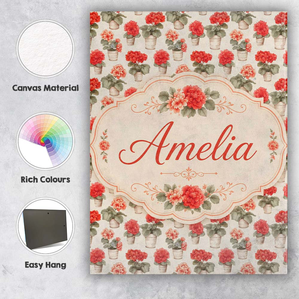 Personalised Name Small Potted Coral Custom Premium Decorative Design Modern Room Accent Canvas Wall Art Print Decor Picture Ready to Hang