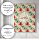 Personalised Name Watercolor Red and Green Custom  Unique Gift Idea Elegant Feature Canvas Wall Art Print Decor Picture Ready to Hang
