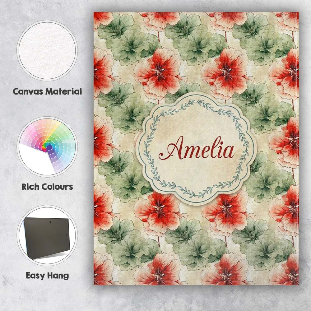 Personalised Name Watercolor Red and Green Custom  Unique Gift Idea Elegant Feature Canvas Wall Art Print Decor Picture Ready to Hang