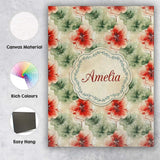 Personalised Name Watercolor Red and Green Custom  Unique Gift Idea Elegant Feature Canvas Wall Art Print Decor Picture Ready to Hang