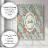 Personalised Name Pastel Coral and Blue Custom  Modern Room Accent Elegant Feature Canvas Wall Art Print Decor Picture Ready to Hang