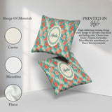 Custom Name Pastel Coral and Blue Floral Seamless Soft Botanical Square Filled Cushion Throw Pillow Sofa Bed Home Decor Zip Washable UK Made