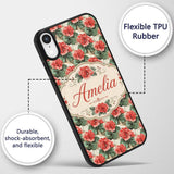Classic Red Rose Cluster Seamless Pattern Garden Custom Name Protective Phone Case Mobile Cover Durable Everyday Smartphone Shock Resistant