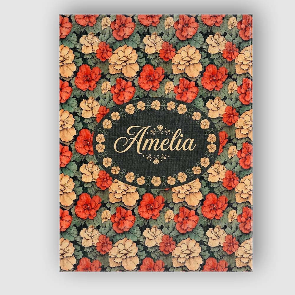 Personalised Name Coral and Cream Floral Custom  Unique Gift Idea Elegant Feature Canvas Wall Art Print Decor Picture Ready to Hang