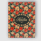 Personalised Name Coral and Cream Floral Custom  Unique Gift Idea Elegant Feature Canvas Wall Art Print Decor Picture Ready to Hang