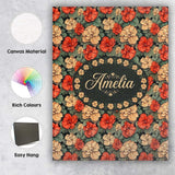 Personalised Name Coral and Cream Floral Custom  Unique Gift Idea Elegant Feature Canvas Wall Art Print Decor Picture Ready to Hang