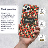 Classic Red and Cream Floral Vintage Seamless Custom Name Protective Phone Case Mobile Cover Durable Everyday Smartphone Shock Resistant