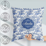 Custom Name Asian Garden Landscape Toile Seamless Pattern Scenic Square Filled Cushion Throw Pillow Sofa Bed Home Decor Zip Washable UK Made