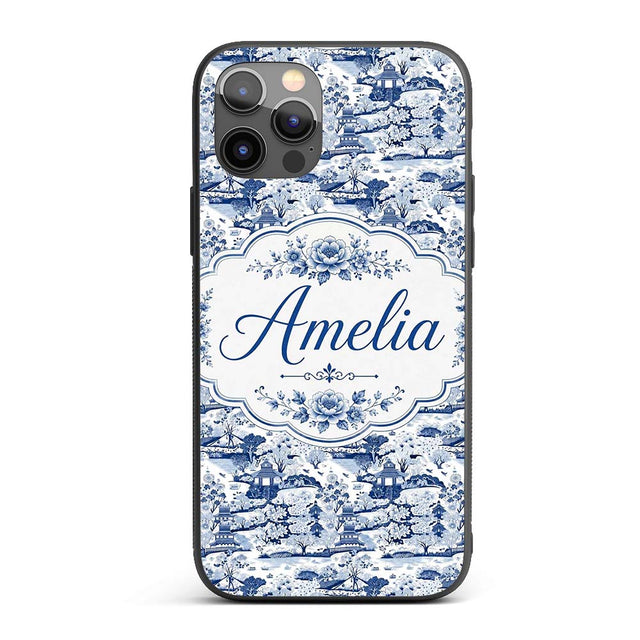 Classic Oriental Landscape Pagoda Garden Scenic Custom Name Protective Phone Case Mobile Cover Durable Everyday Smartphone Shock Resistant