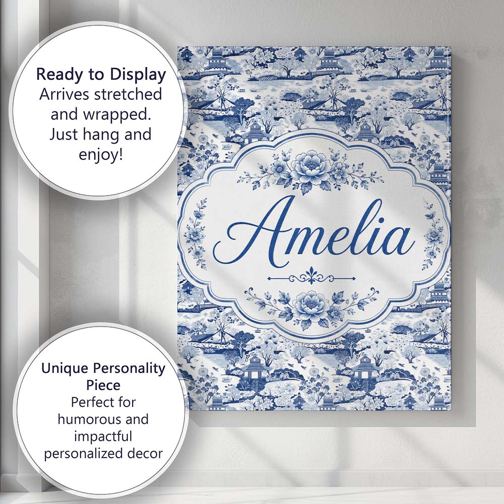 Personalised Name Classic Oriental Landscape Custom Bespoke  Contemporary Display Canvas Wall Art Print Decor Picture Ready to Hang