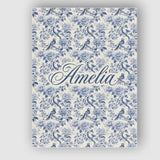 Personalised Name Soft Blue Floral Bird Custom  Modern Room Accent Elegant Feature Canvas Wall Art Print Decor Picture Ready to Hang