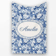 Vintage Blue Porcelain Floral Vase Bird Seamless Pattern Name Cute  Personalised Custom Name Super Soft Fleece Blanket Bed Sofa Throw