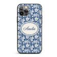 Vintage Blue Porcelain Floral Vase Bird Seamless Custom Name Protective Phone Case Mobile Cover Durable Everyday Smartphone Shock Resistant
