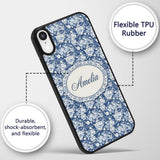 Vintage Blue Porcelain Floral Vase Bird Seamless Custom Name Protective Phone Case Mobile Cover Durable Everyday Smartphone Shock Resistant