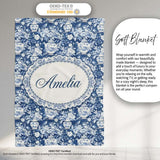 Vintage Blue Porcelain Floral Vase Bird Seamless Pattern Name Cute  Personalised Custom Name Super Soft Fleece Blanket Bed Sofa Throw