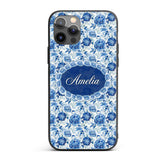 Soft Blue Peony Floral Seamless Botanical Elegant Custom Name Protective Phone Case Mobile Cover Durable Everyday Smartphone Shock Resistant