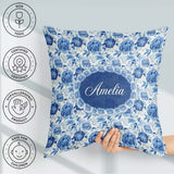 Custom Name Soft Peony Floral Seamless Botanical Elegant Pattern Square Filled Cushion Throw Pillow Sofa Bed Home Decor Zip Washable UK Made