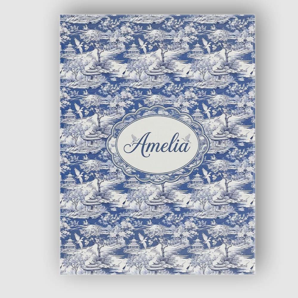 Personalised Name Detailed Blue Crane Custom Modern Room Accent Creative Decorator Style Canvas Wall Art Print Decor Picture Ready to Hang