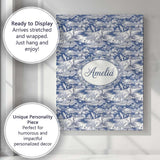 Personalised Name Detailed Blue Crane Custom Modern Room Accent Creative Decorator Style Canvas Wall Art Print Decor Picture Ready to Hang