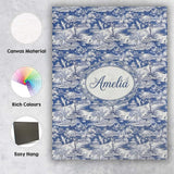 Personalised Name Detailed Blue Crane Custom Modern Room Accent Creative Decorator Style Canvas Wall Art Print Decor Picture Ready to Hang