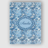 Personalised Name Blue Floral Bird Botanical Custom Bespoke  Contemporary Display Canvas Wall Art Print Decor Picture Ready to Hang