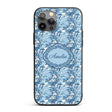 Blue Floral Bird Botanical Vintage Printed Design Custom Name Protective Phone Case Mobile Cover Durable Everyday Smartphone Shock Resistant