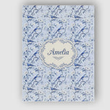 Personalised Name Soft Blue Songbird Twig Custom  Unique Gift Idea Elegant Feature Canvas Wall Art Print Decor Picture Ready to Hang