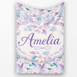 Pastel Tropical Hibiscus Lilys Leaf Floral Seamless Pattern Name  Personalised Custom Name Super Soft Fleece Blanket Bed Sofa Throw
