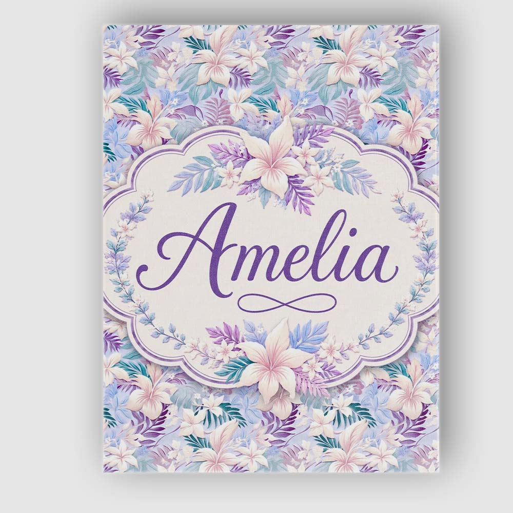 Personalised Name Pastel Tropical Hibiscus Custom  Unique Gift Idea Elegant Feature Canvas Wall Art Print Decor Picture Ready to Hang