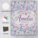 Personalised Name Pastel Tropical Hibiscus Custom  Unique Gift Idea Elegant Feature Canvas Wall Art Print Decor Picture Ready to Hang