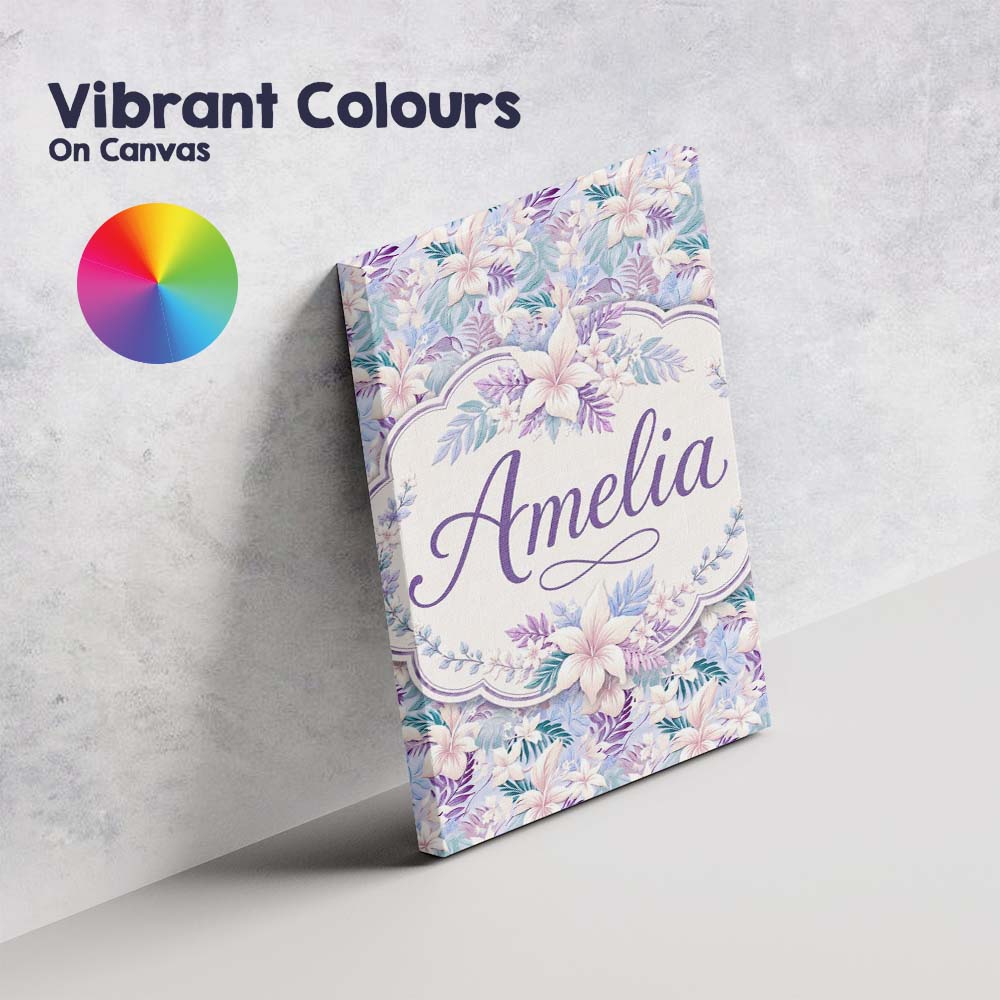 Personalised Name Pastel Tropical Hibiscus Custom  Unique Gift Idea Elegant Feature Canvas Wall Art Print Decor Picture Ready to Hang