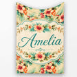 Vintage Beige Tropic Hibiscus Palm Floral Seamless Pattern Name Cute  Personalised Custom Name Super Soft Fleece Blanket Bed Sofa Throw