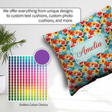 Custom Name Bright Tropic Hibiscus Bloom Floral Seamless Pattern Square Filled Cushion Throw Pillow Sofa Bed Home Decor Zip Washable UK Made