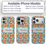 Bright Tropic Hibiscus Bloom Wild Floral Seamless Custom Name Protective Phone Case Mobile Cover Durable Everyday Smartphone Shock Resistant