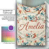 Abstract Tropical Hibiscus Floral Splash Seamless Pattern Custom  Personalised Custom Name Super Soft Fleece Blanket Bed Sofa Throw