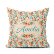 Custom Name Soft Blue Tropical Hibiscus Island Pattern Name Cute Square Filled Cushion Throw Pillow Sofa Bed Home Decor Zip Washable UK Made