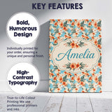 Personalised Name Soft Blue Tropical Custom Premium Decorative Design Modern Room Accent Canvas Wall Art Print Decor Picture Ready to Hang