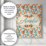 Personalised Name Soft Blue Tropical Custom Premium Decorative Design Modern Room Accent Canvas Wall Art Print Decor Picture Ready to Hang