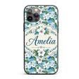 White Hibiscus Blue Leaf Tropical Floral Seamless Custom Name Protective Phone Case Mobile Cover Durable Everyday Smartphone Shock Resistant