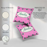 Custom Name Green Star Shapes on Pink Background Seamless Lovely Square Filled Cushion Throw Pillow Sofa Bed Home Decor Zip Washable UK Made