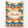 Tropical Island Sunset Palm Scene Seamless Pattern Name Cute Unique  Personalised Custom Name Super Soft Fleece Blanket Bed Sofa Throw